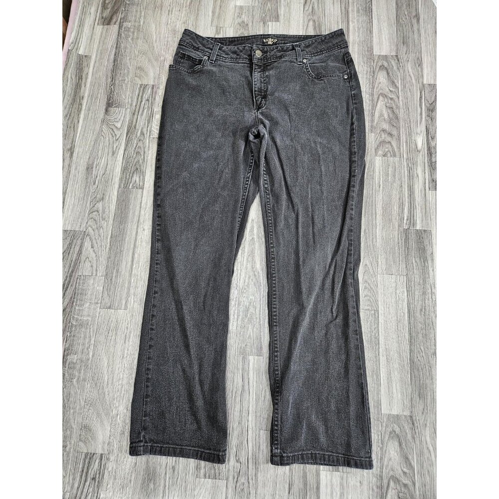(3/$35) Riders by Lee Jeans Womens 18 Black Straight Charcoal Wash Denim Stretch